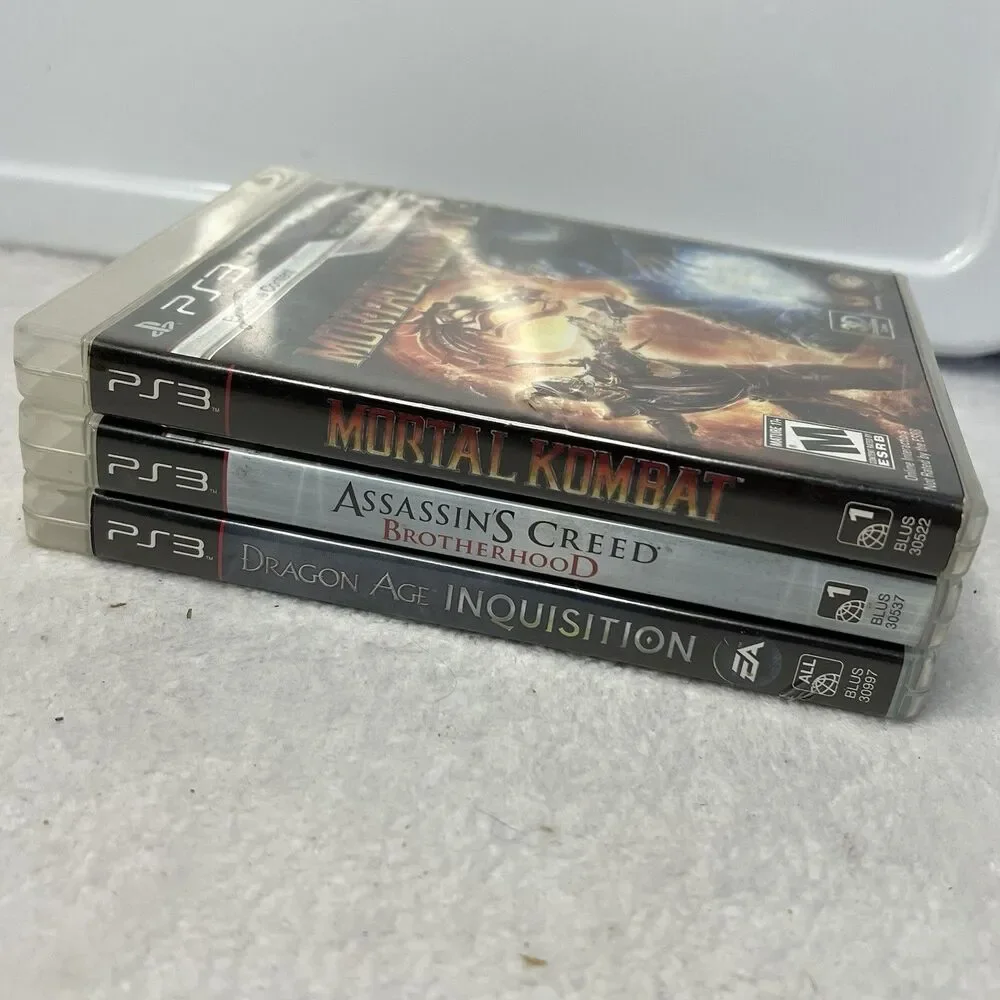 PS3 Mature 3 Game Lot Sony PlayStation 3 Mortal Kombat Assassin's Creed Tested